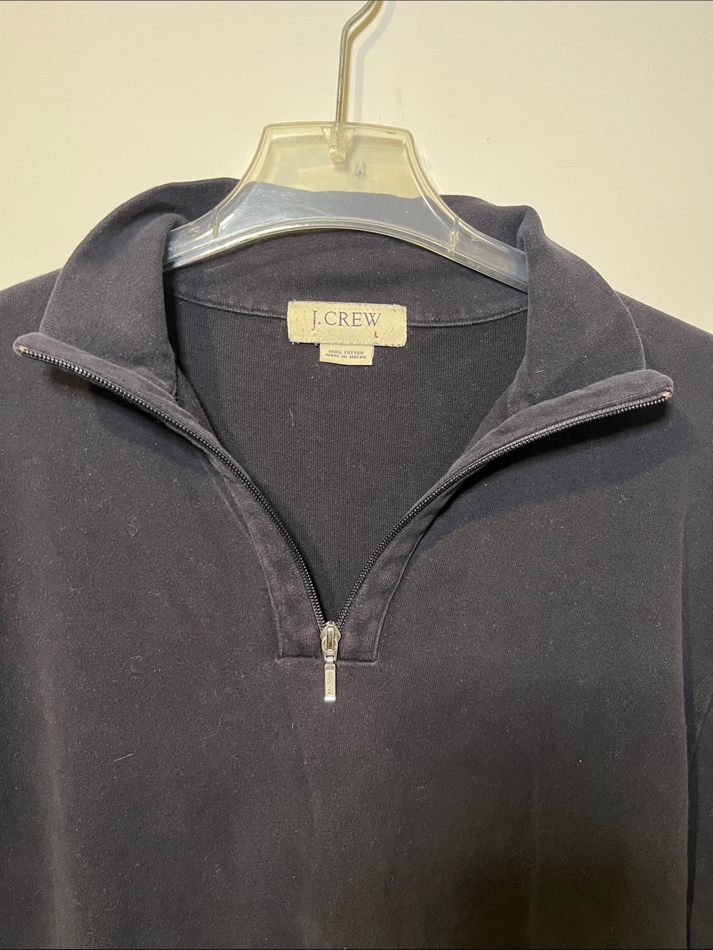 Y2K era J. Crew Men's Dark Navy Half-Zip Pullover